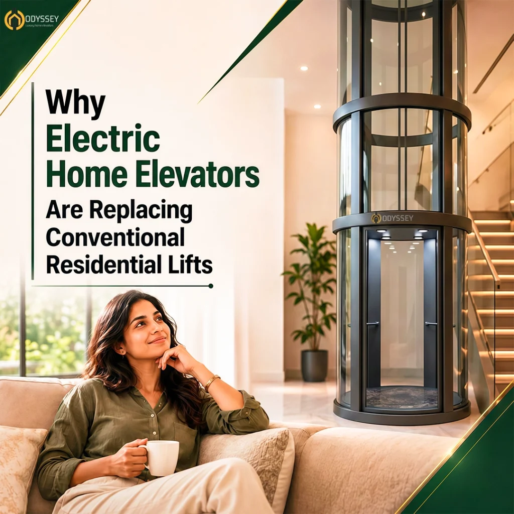 Electric home elevator in a modern residential interior