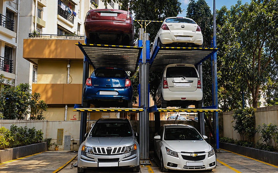 Car stacker parking system in a residential property