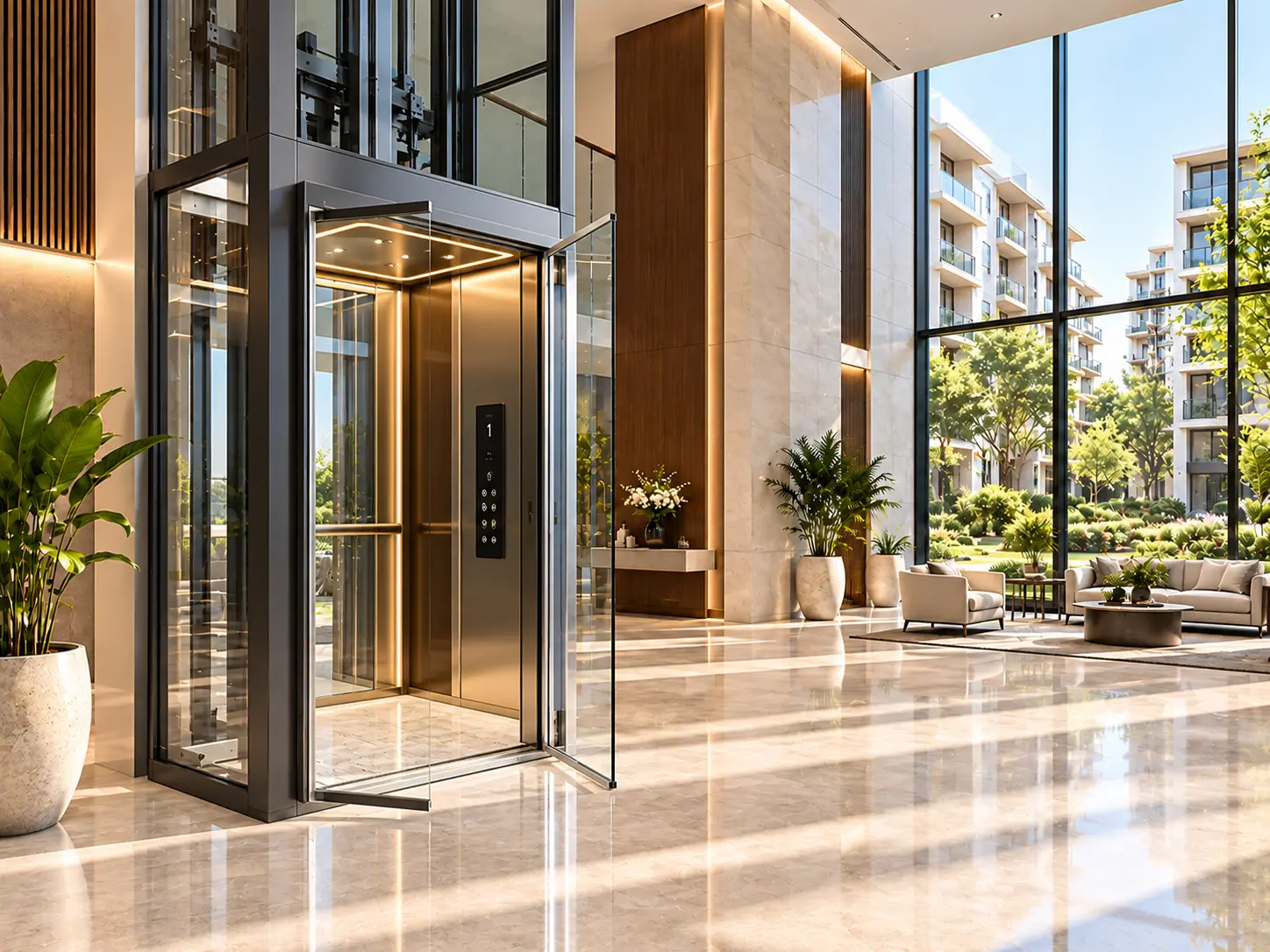 Modern residential building with elevator access