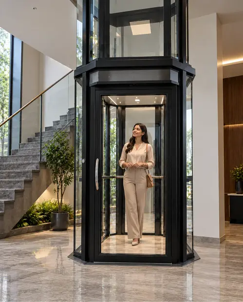 Prism square elevator