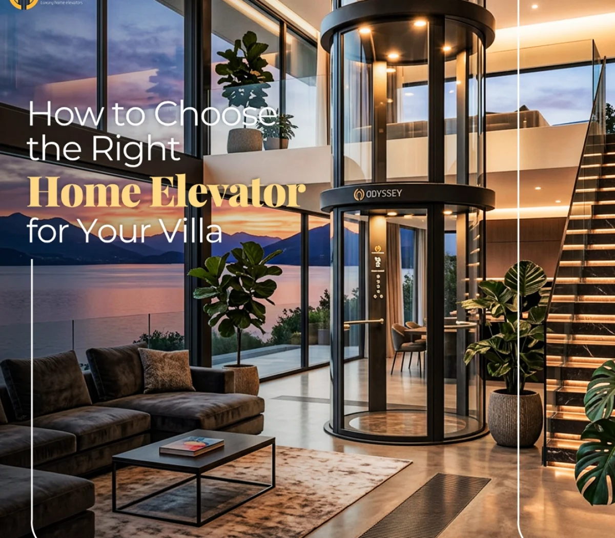 How to Choose the Right Home Elevator for Your Villa – modern glass home elevator in a luxury villa interior