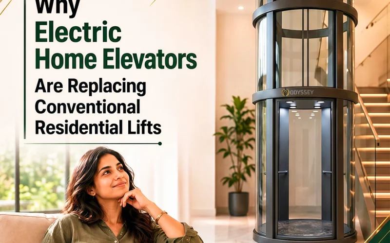 Electric home elevator in a modern residential interior